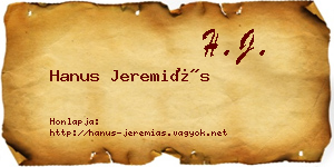 Hanus Jeremiás névjegykártya